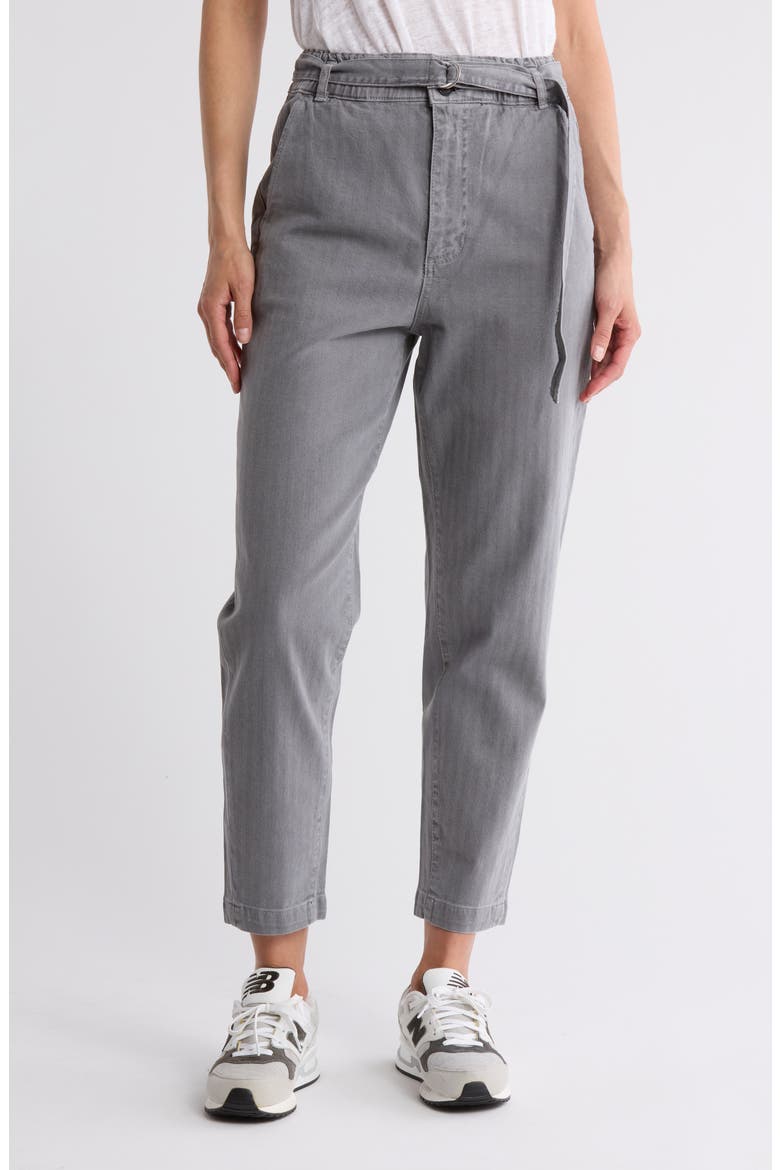 Renn Belted Paperbag Pants, Main, color, SULFUR SMOOTH SLATE