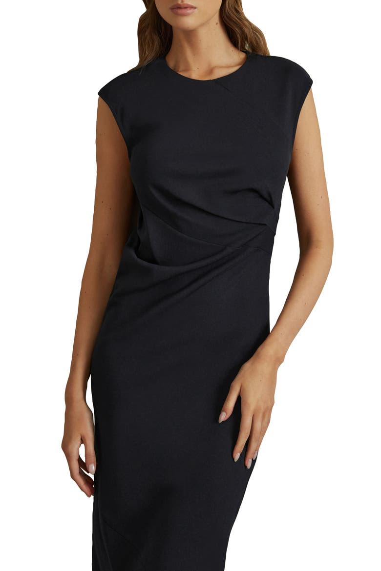 Francesca Pleated Midi Dress, Alternate, color, NAVY