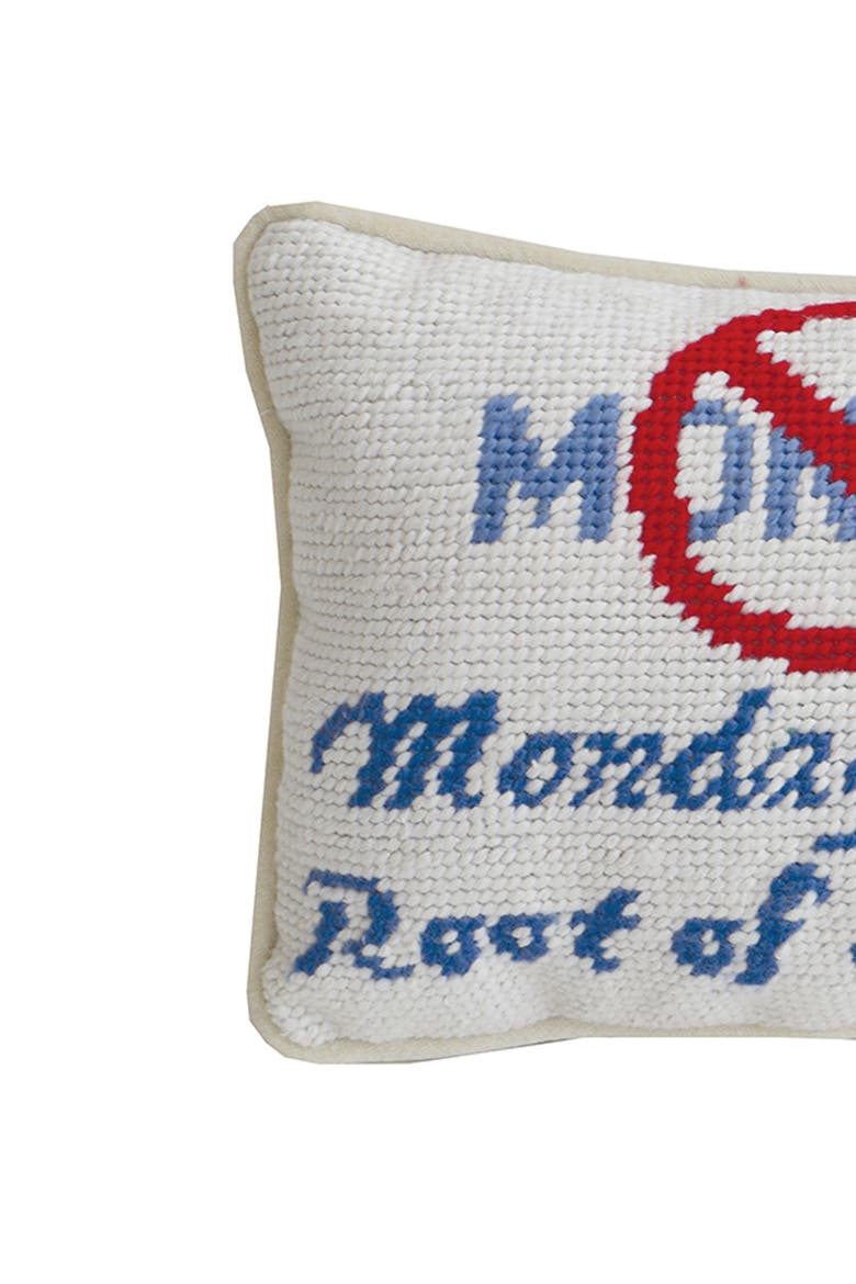 The Root Needlepoint Mini Accent Pillow, Alternate, color, White