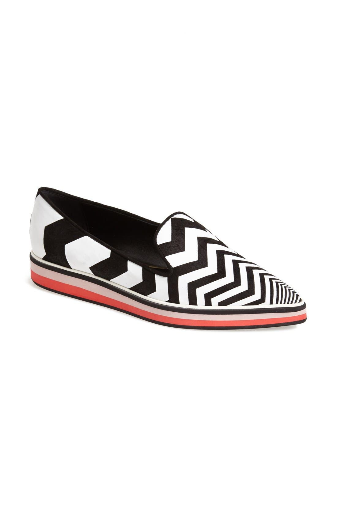 Chevron Loafer, Main, color, BLACK/ WHITE