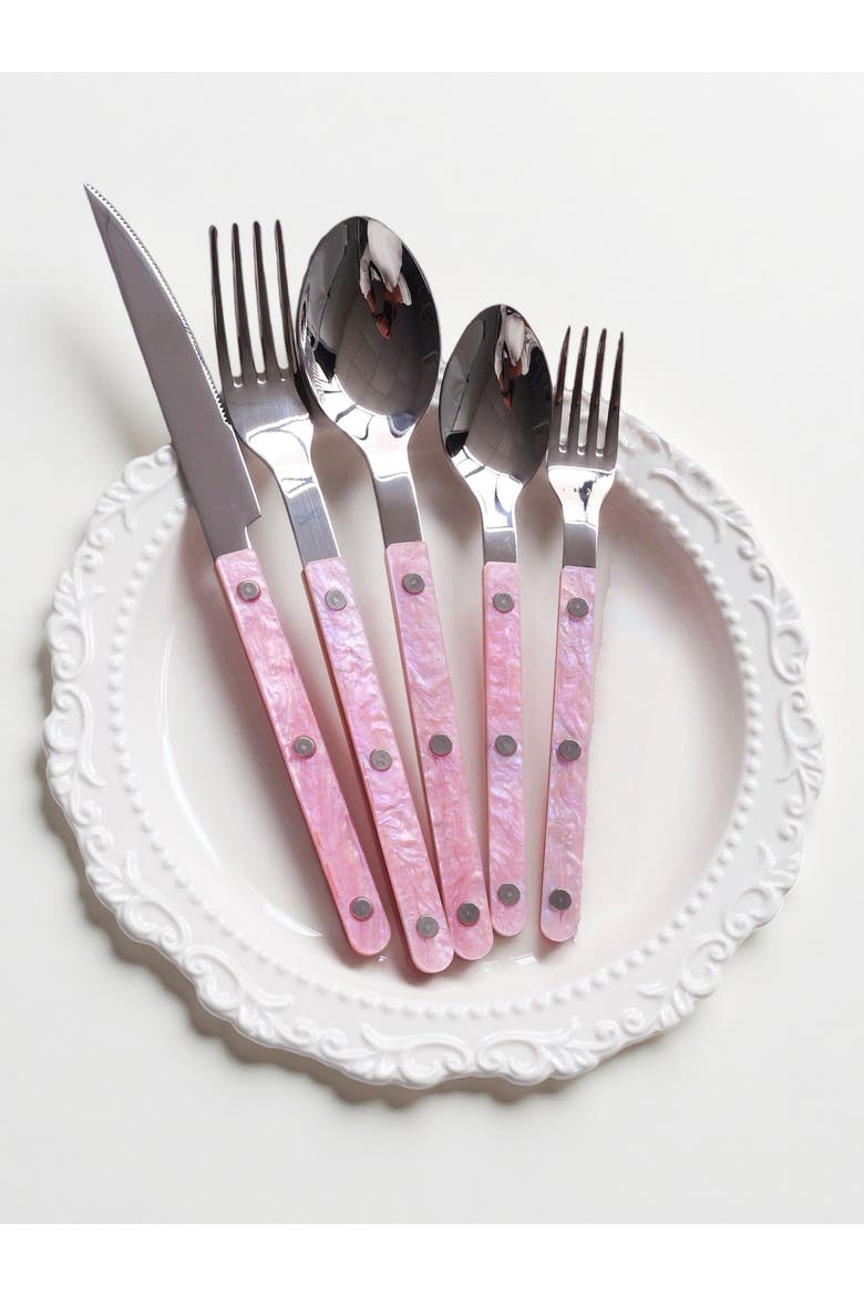 Salt Lake Flatware, Modern Elegant Cutlery Silverware Set, Alternate, color, Pink