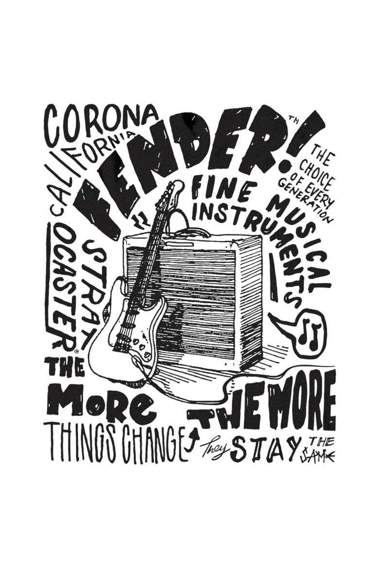 Men's Fender Sketch Poster Graphic Tee, Alternate, color, White