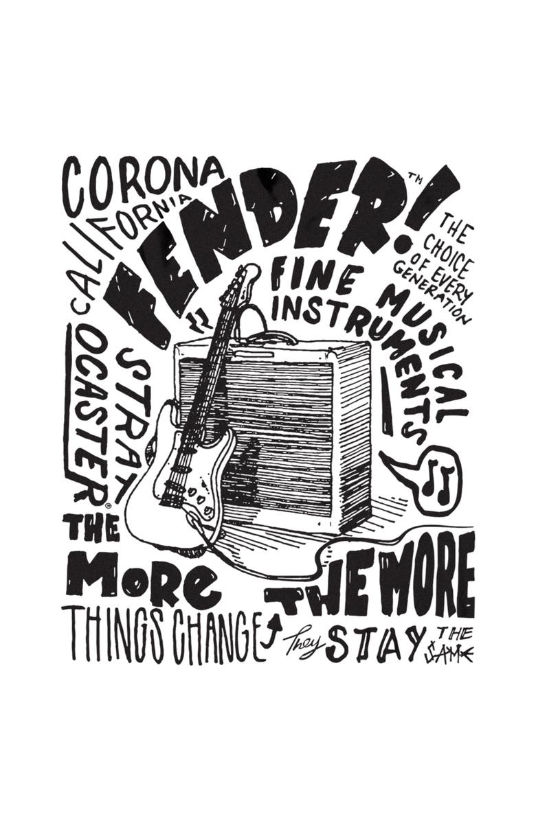 FENDER Men's Fender Sketch Poster Graphic T-Shirt, Alternate, color, White