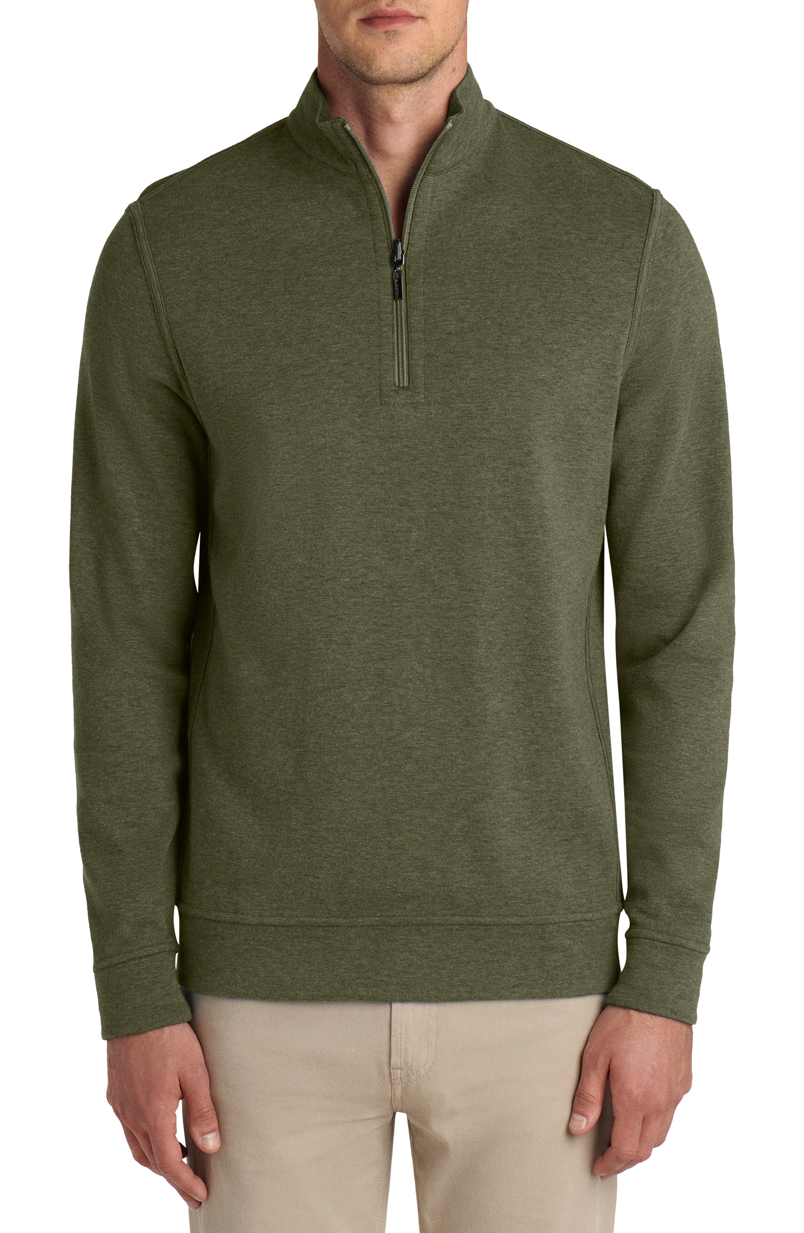 Bugatchi Reversible Quarter Zip Cotton Blend Pullover