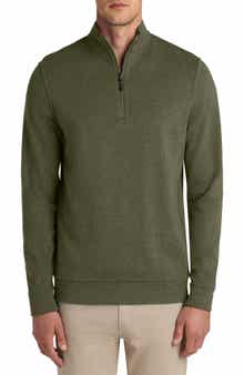 Bugatchi Reversible Quarter Zip Cotton Blend Pullover