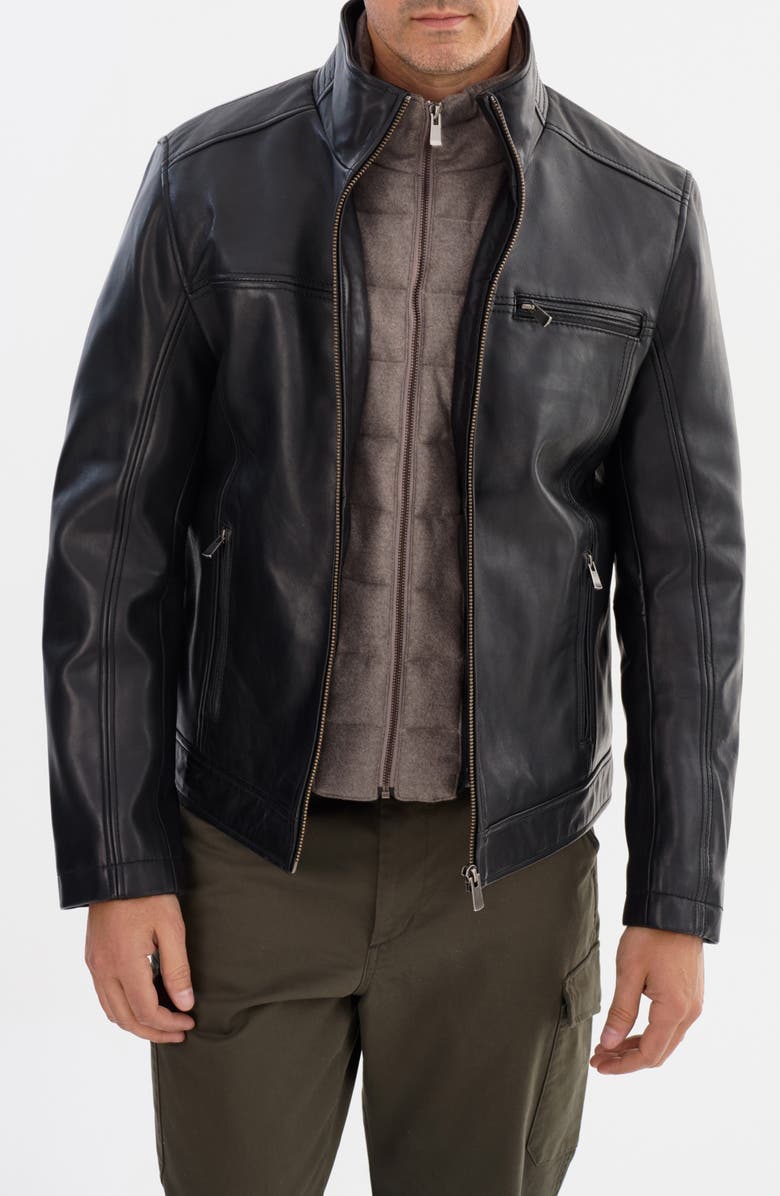 REGENCY Leather Bomber Jacket, Alternate, color, Black
