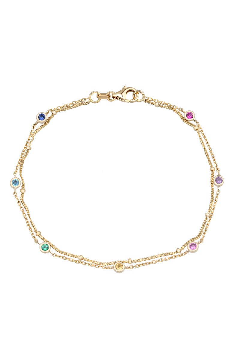 Frankie & Zoe 14K Yellow Gold Semiprecious Stone Station Double Row Bracelet, Main, color,