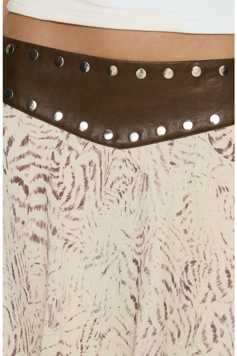 Dark Mirage Stud Asymmetric Skirt, Alternate, color, BEIGE MULTI