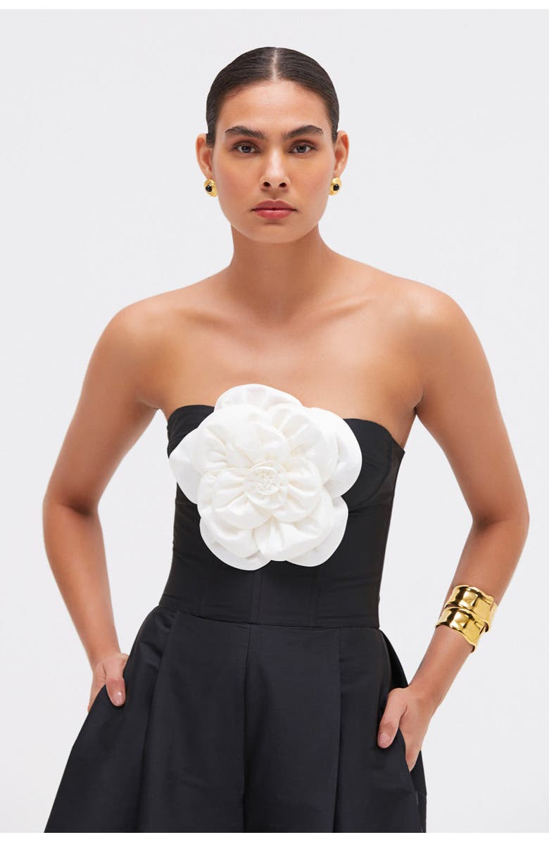 PatBO Taffeta Bloom Jumpsuit, Alternate, color, Black