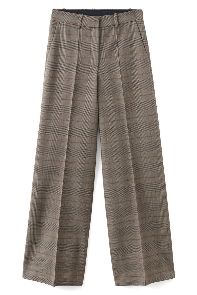 Check High Rise Straight Leg Pants, Main, color, BROWN