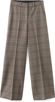 MANGO Check High Rise Straight Leg Pants