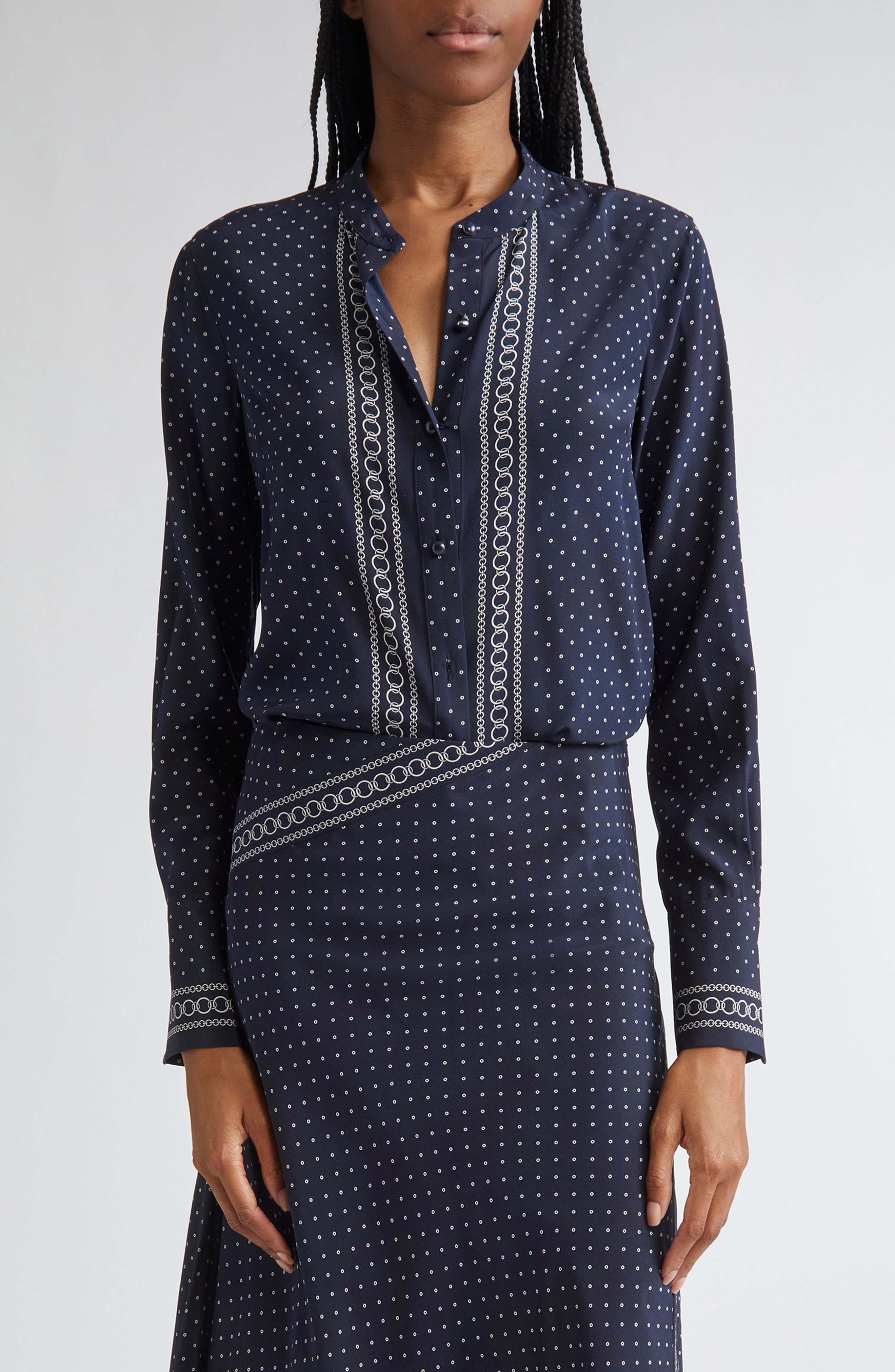 Johnson Mixed Print Stretch Silk Button-Up Shirt