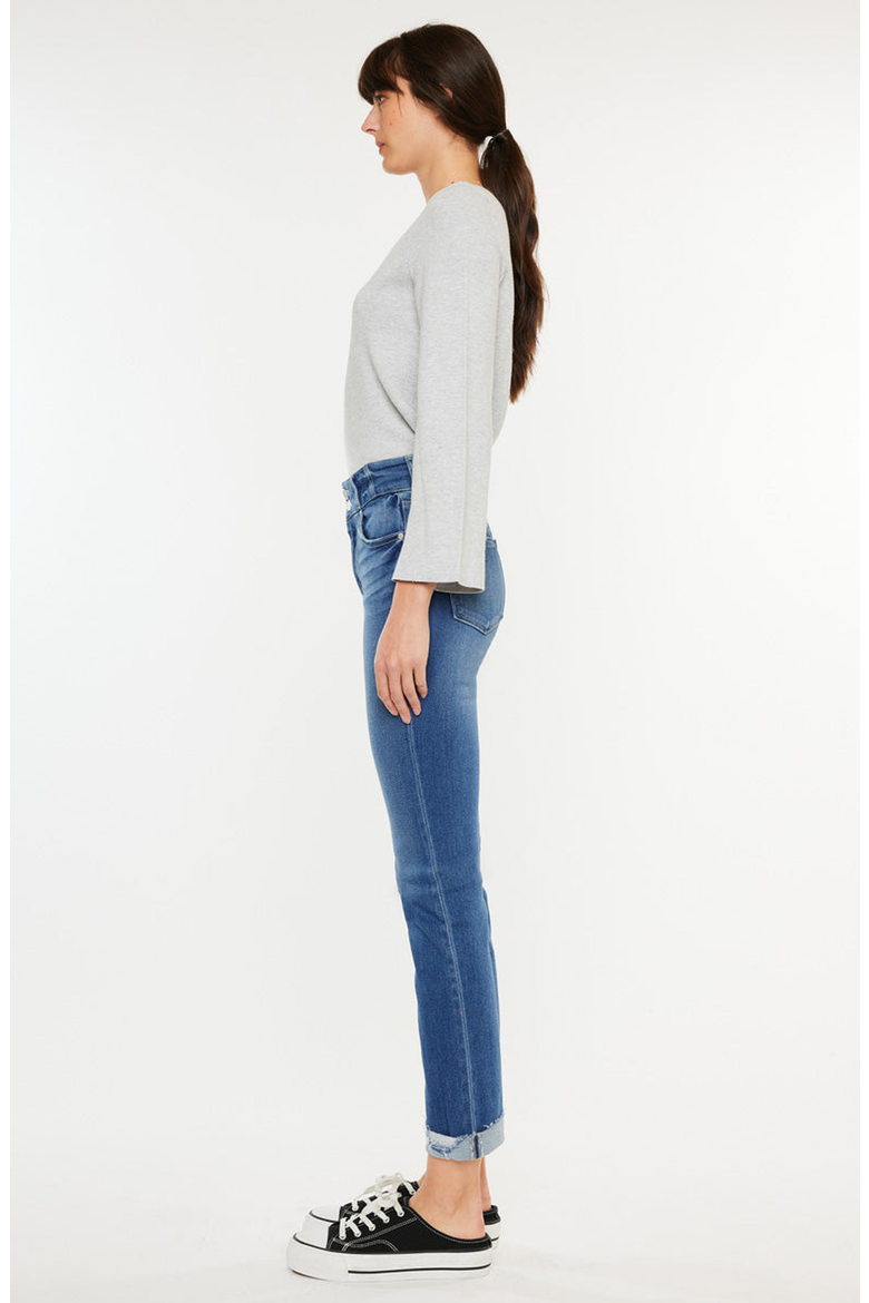 Esme Essentials High Rise Slim Straight Leg Jeans, Alternate, color, Medium Wash