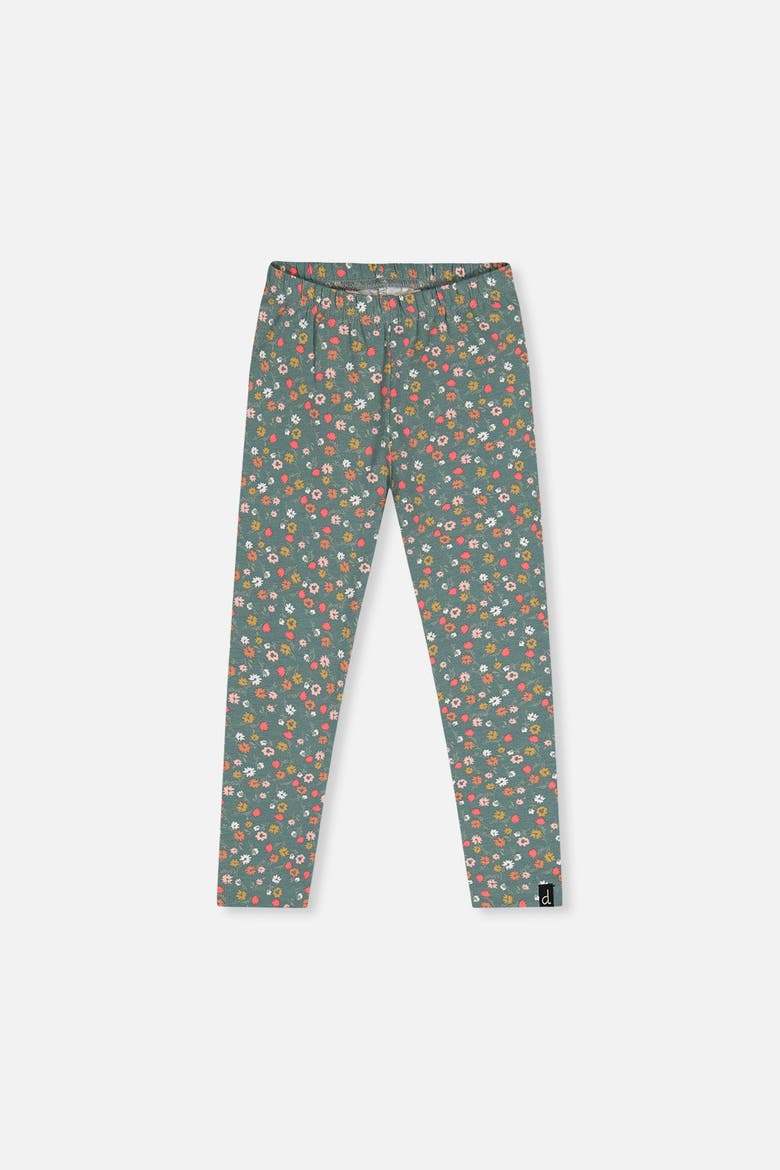 Organic Cotton Ditsy Floral Elastic Waist Leggings, Main, color, Green Floral Print