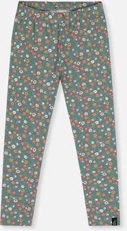 Deux par Deux Organic Cotton Ditsy Floral Elastic Waist Leggings