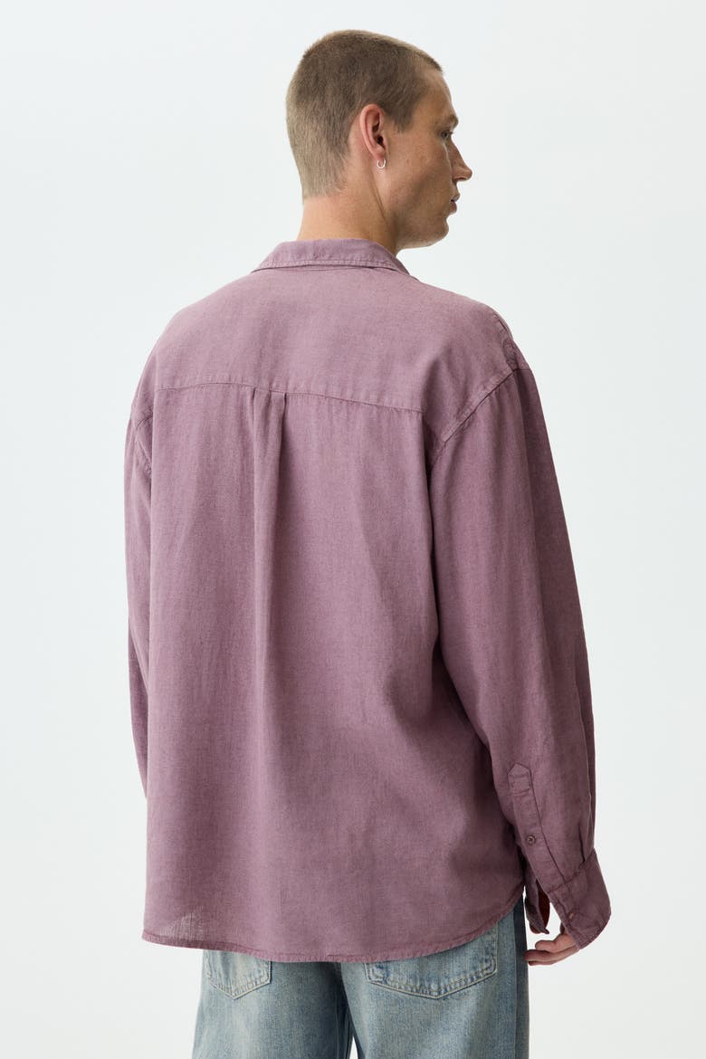 Relaxed Fit Linen-blend Shirt, Alternate, color, Dusty red