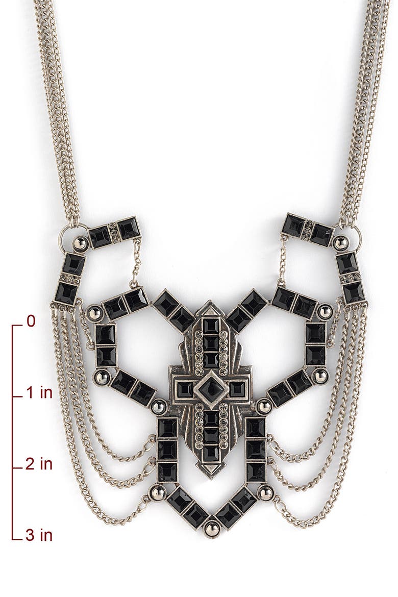 'Deco' Statement Necklace, Alternate, color, JET MIX/ SILVER OX