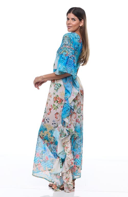 Ranee's Ranees One-shoulder Ruffle Dress In Blue