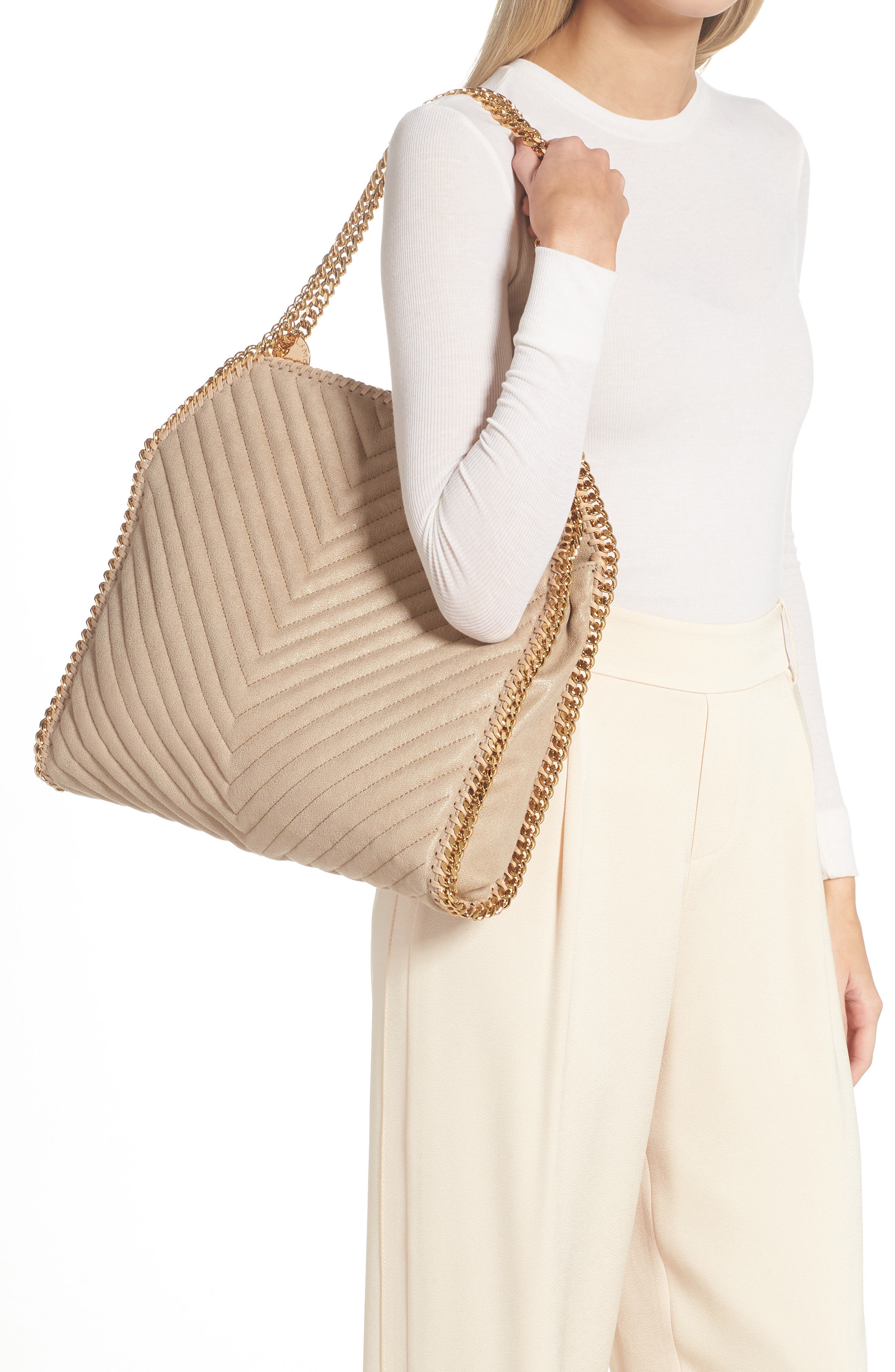 Stella McCartney Small Falabella Shaggy Deer Faux Leather Tote, Alternate, color, 