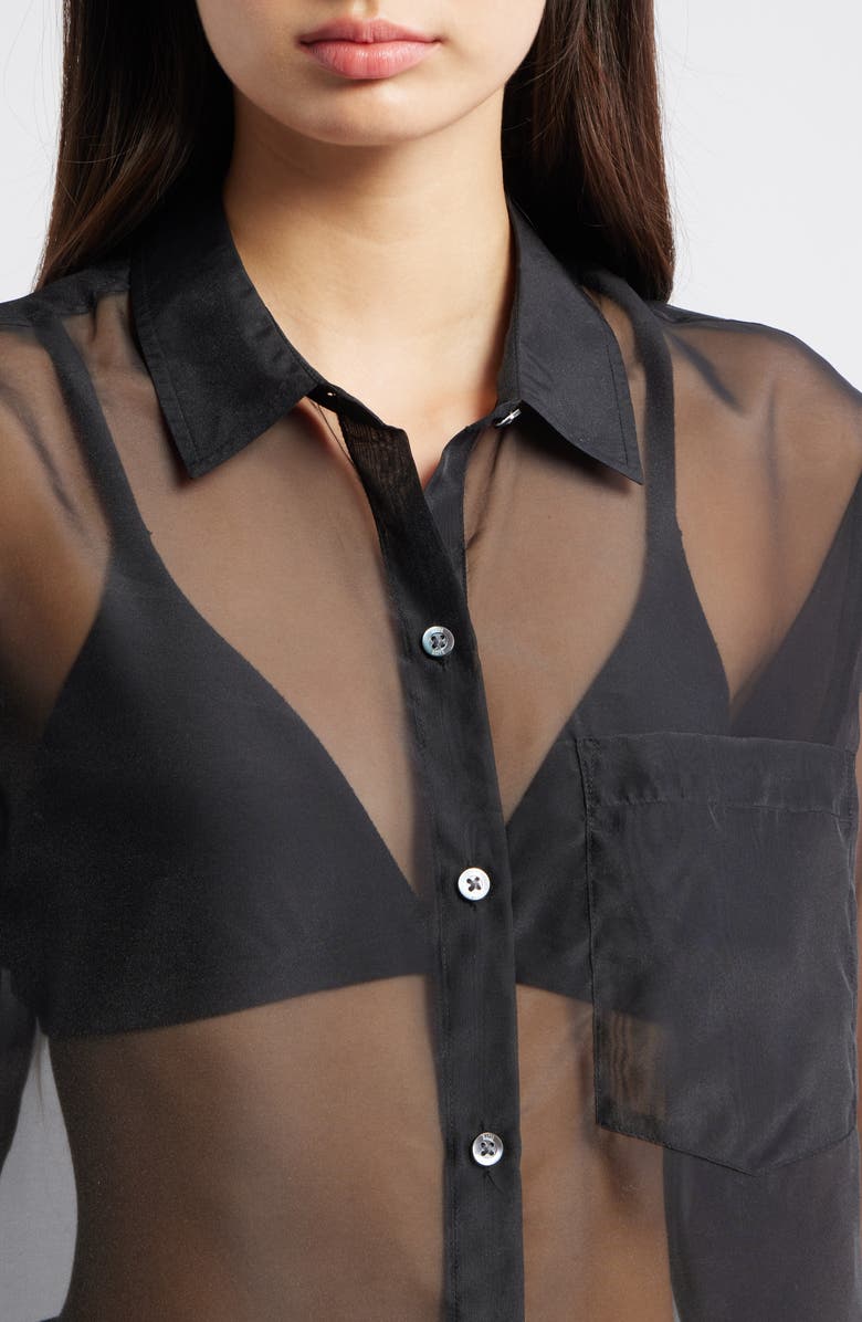 Rails Sofiya Sheer Oversize Button-Up Shirt, Alternate, color, Black