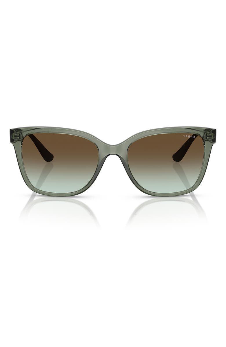 VOGUE 54mm Gradient Pillow Sunglasses, Main, color, Green Brown