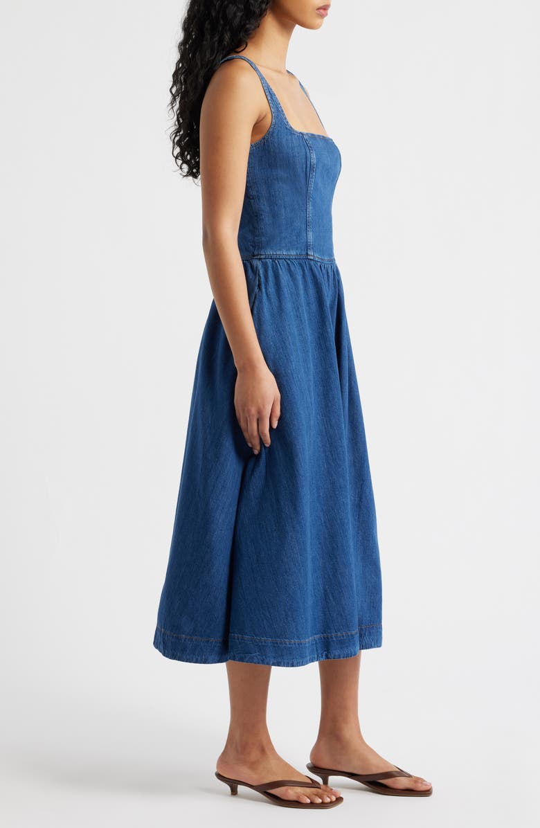 Reformation Janu Denim Midi Dress, Alternate, color, Morant
