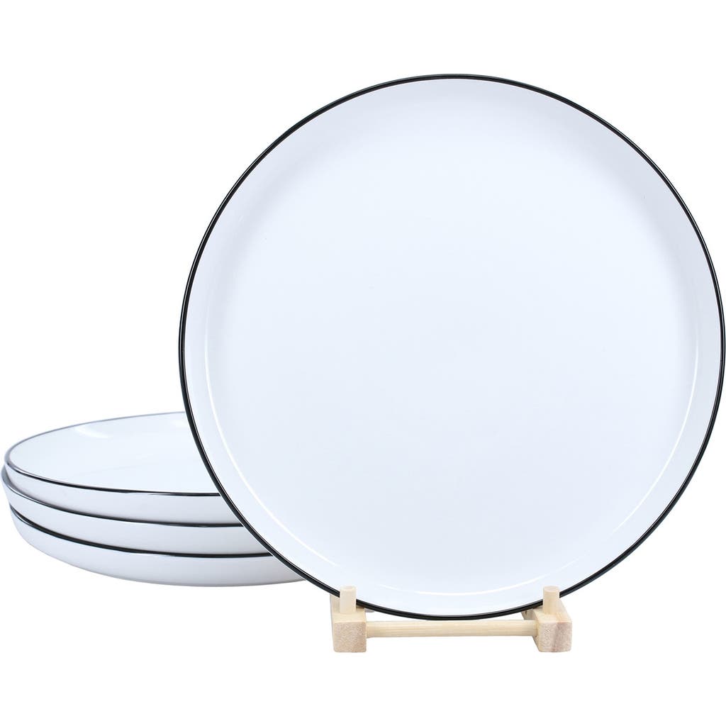 Bia Cordon Bleu Set Of 4 Silhouette Dinner Plates In White W/black