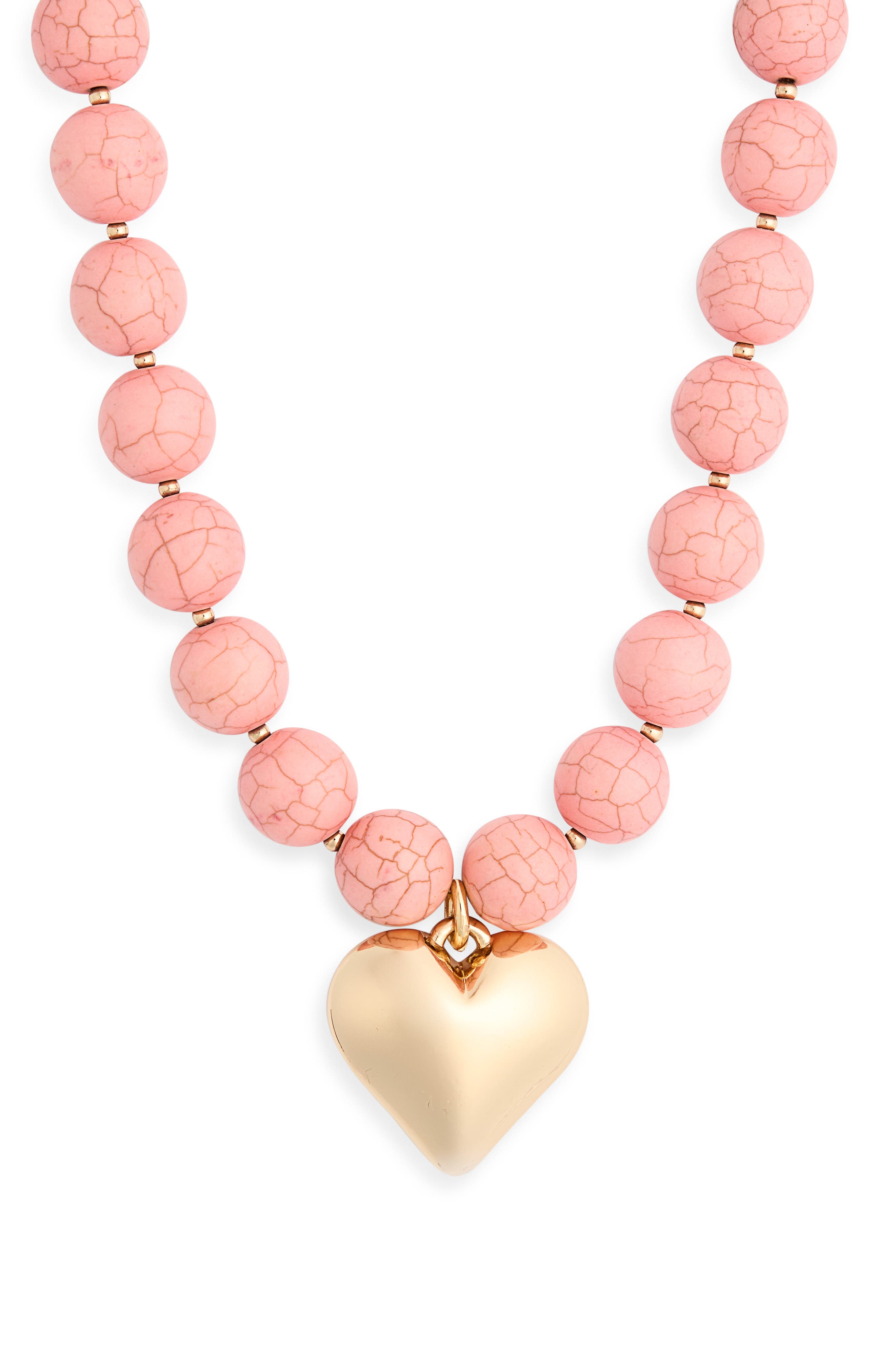 Beaded Heart Pendant Necklace
