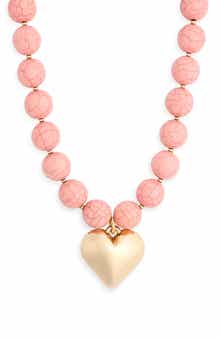 Beaded Heart Pendant Necklace