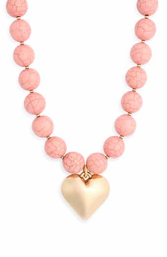 Beaded Heart Pendant Necklace