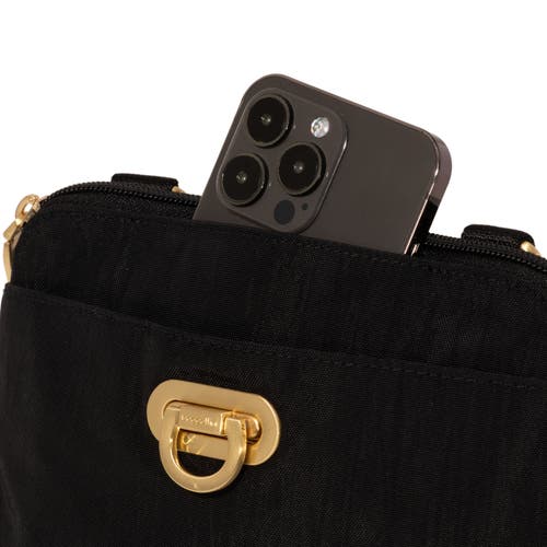 Shop Baggallini Coastal Flip Lock Mini Crossbody In Black W/gold Hardware