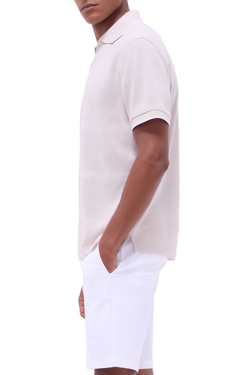 Bugatchi Tipped Johnny Collar Polo, Alternate, color, Almond