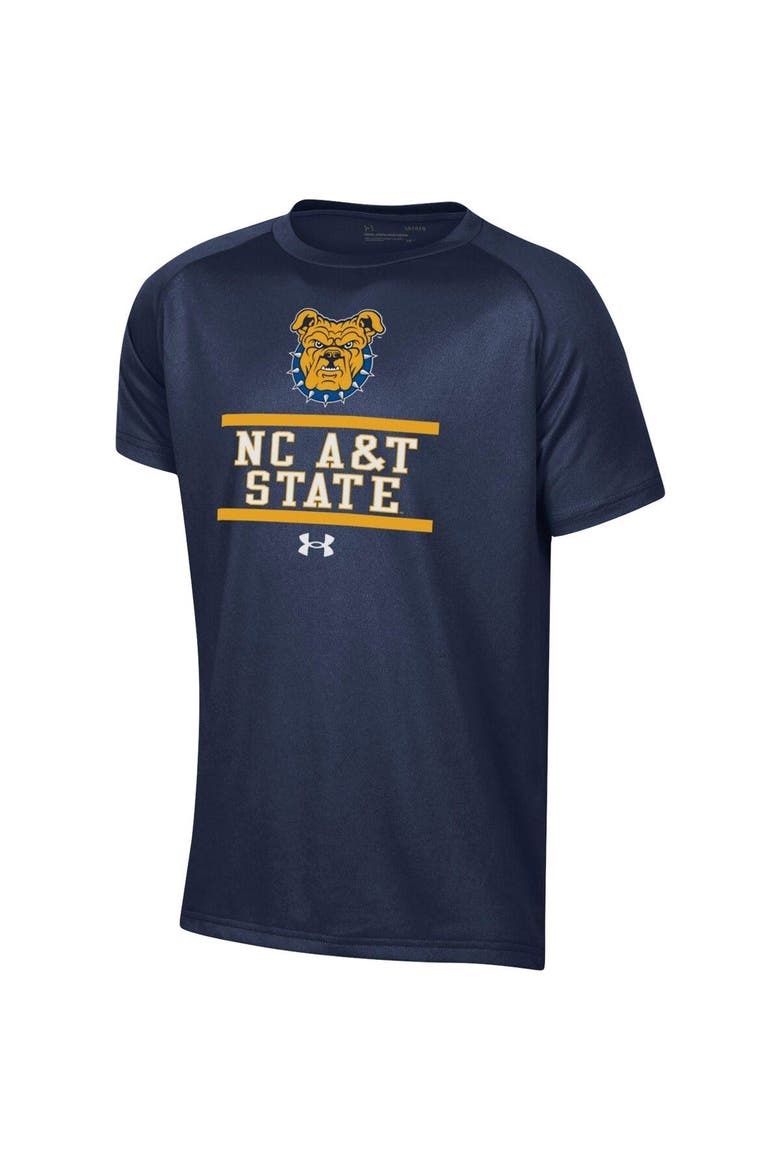 Youth Under Armour Navy North Carolina A&T Aggies Primary Logo Tech Raglan Performance T-Shirt, Alternate, color, Navy