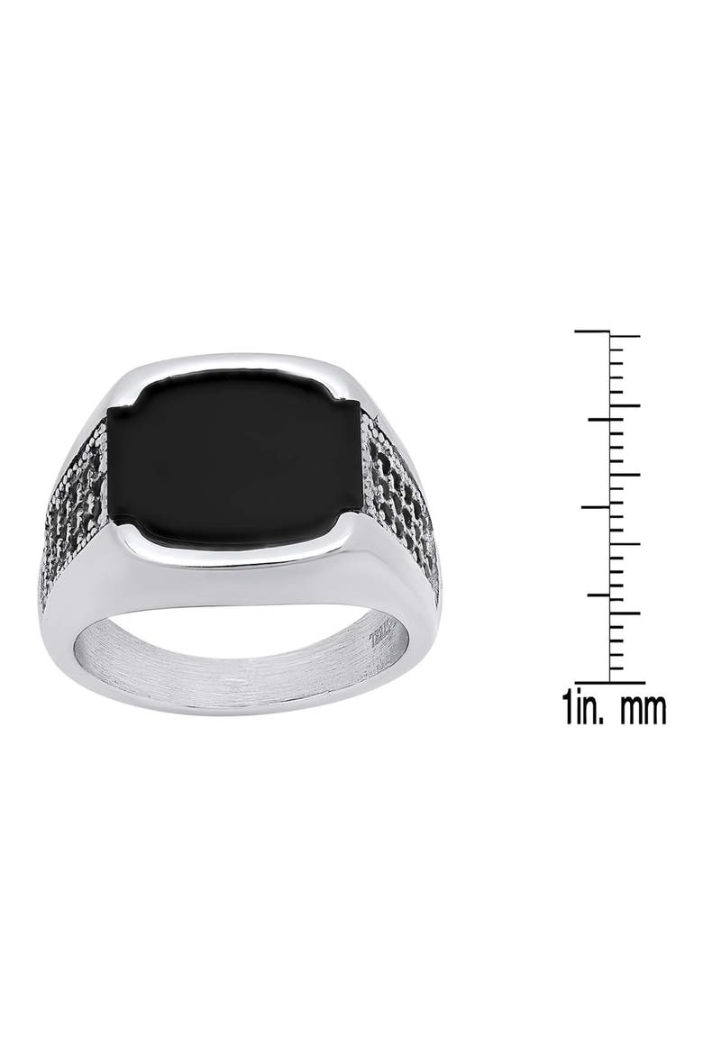 Men's Stainless Steel Simulate Onyx Signet Ring, Alternate, color, SILVER/ BLACK