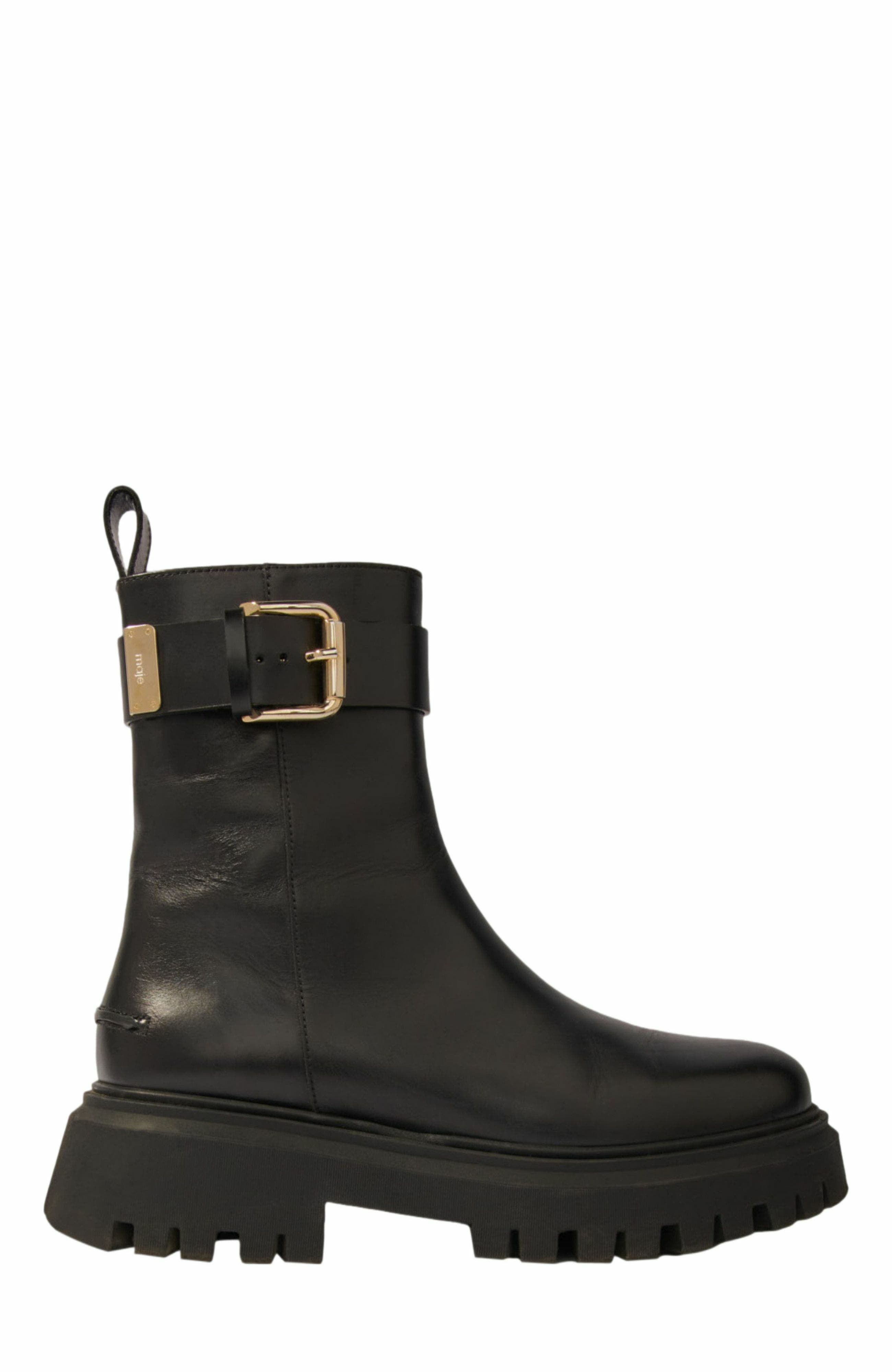 maje Leather ankle boots with buckles, Alternate, color, 