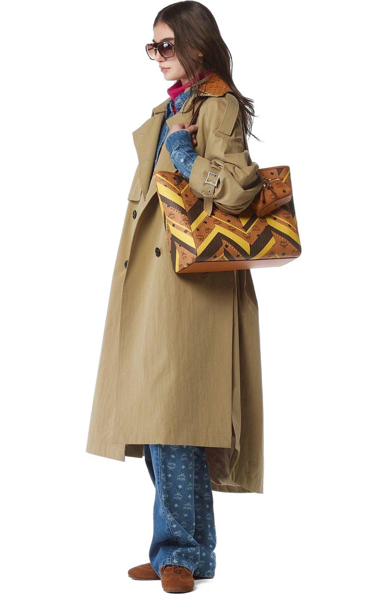 MCM Studded Toni Top-Zip Shopper in Mega Herringbone Visetos, Alternate, color,