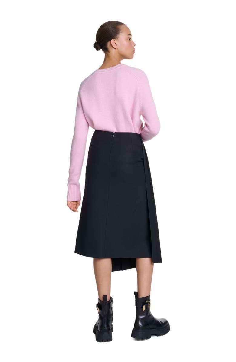 maje Asymmetrical long pleated skirt, Alternate, color, 