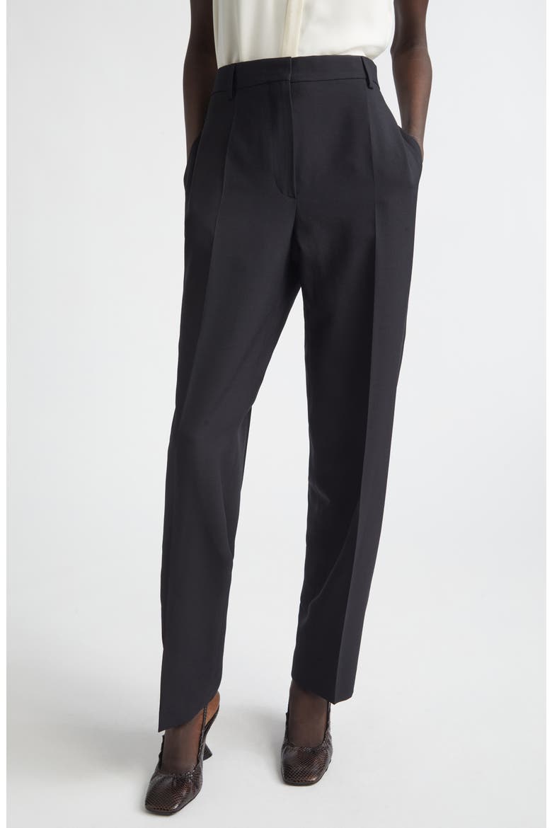 Wool & Mohair Twill Straight Leg Pants, Main, color, BLACK