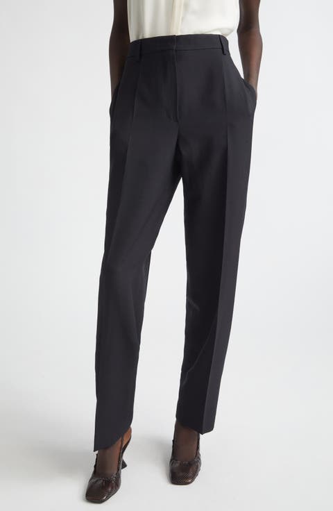 Wool & Mohair Twill Straight Leg Pants