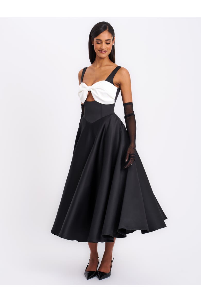 Edda Maxi Gown with White Bow, Alternate, color, Black with White Bow
