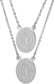 STEELTIME Stainless Steel Religious Layered Pendant Necklace
