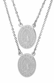 Stainless Steel Religious Layered Pendant Necklace