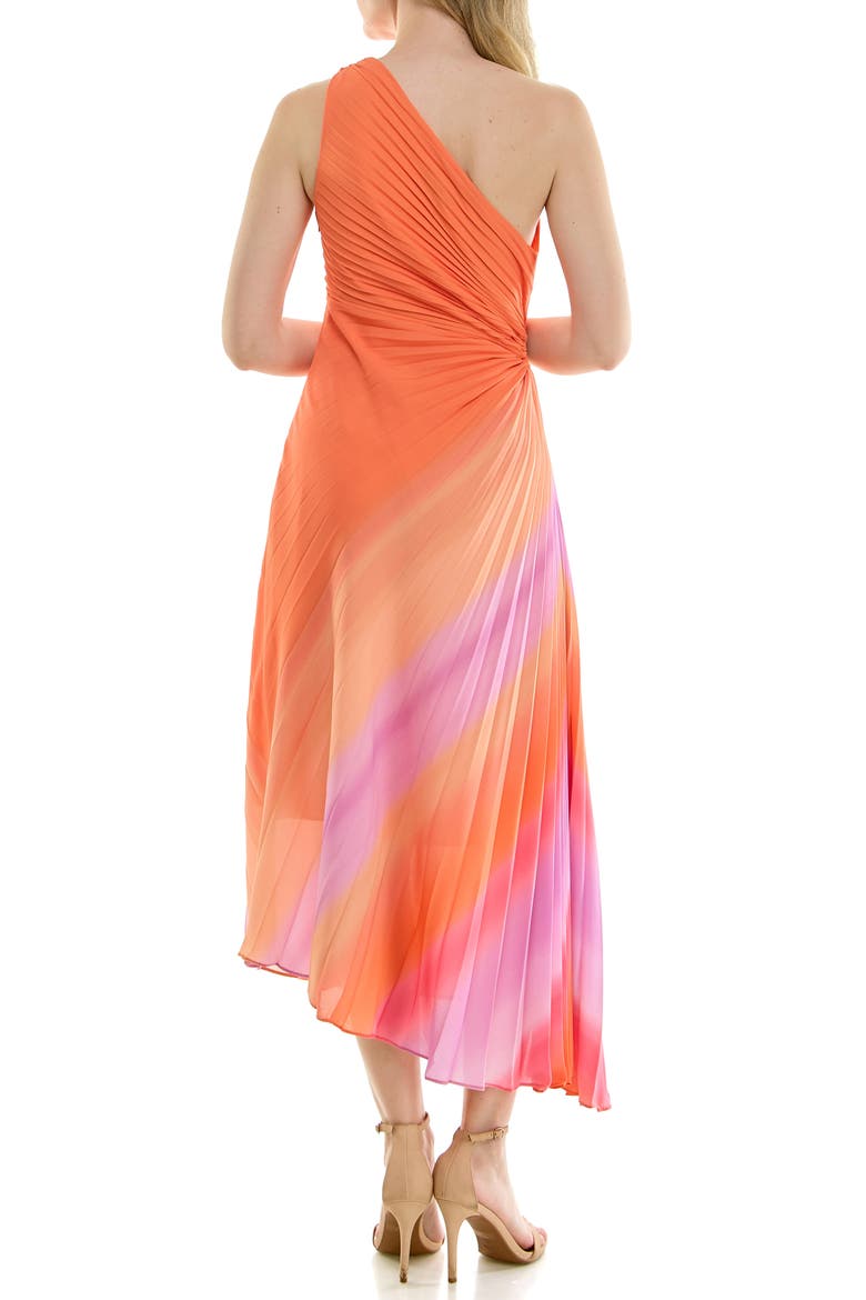 One-Shoulder Pleat Midi Dress, Alternate, color, SUMMER CITRUS