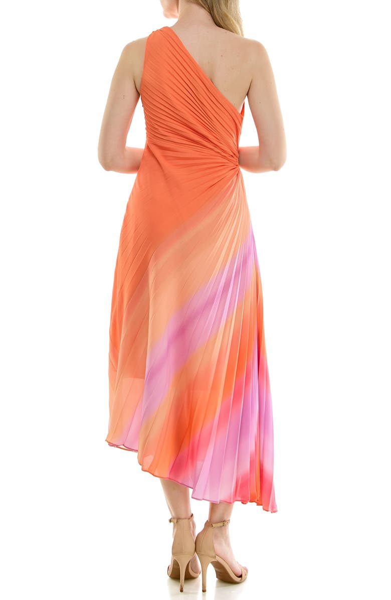 Nicole Miller One-Shoulder Pleat Midi Dress, Alternate, color, 
