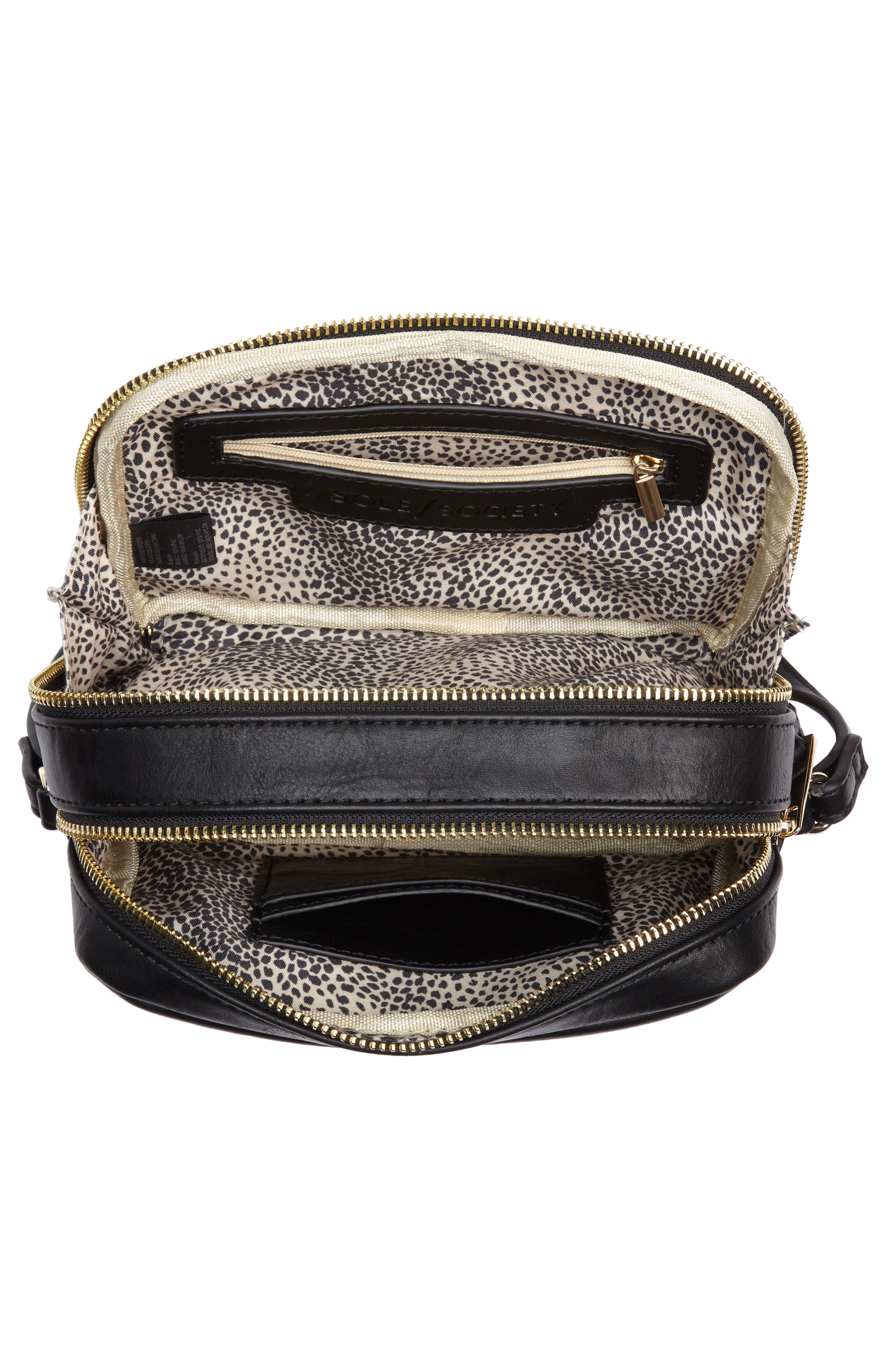 Faux Leather Crossbody Bag, Alternate, color, BLACK