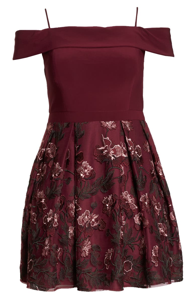 Morgan & Co. Cold Shoulder Fit & Flare Dress, Alternate, color,