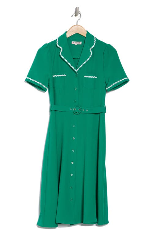 Nanette Lepore Tipped Scalloped Trim Shirtdress In Green