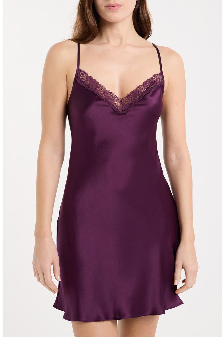 Milky Lace Trim Washable Silk Camisole, Main, color, CASSIS