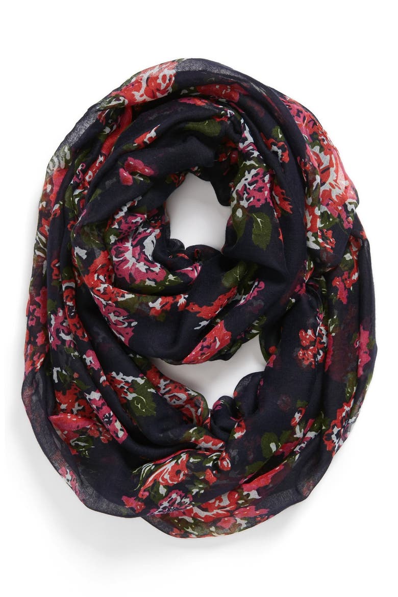 Capelli of New York 'All Over Flora' Infinity Scarf, Main, color, NAVY COMBO