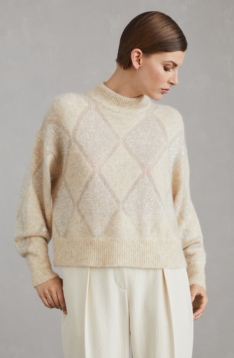 Brunello Cucinelli Wool and mohair dazzling argyle sweater, Alternate, color, 